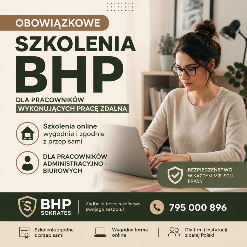 Szkolenia BHP pracowników administracyjno-biurowych wykonujących pracę zdalną – czy są obowiązkowe? 2 obowiazkowe szkolenia bhp